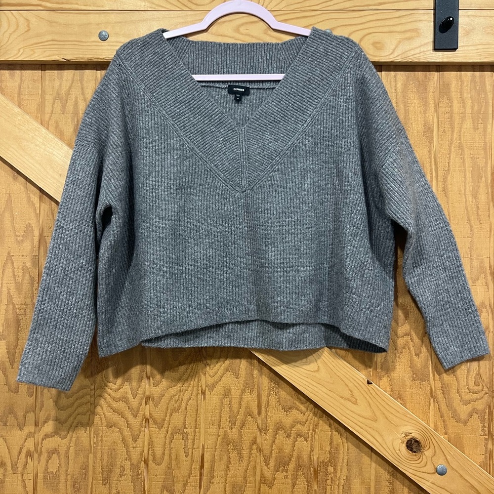 Express Charcoal V-Neck Women's Sweater